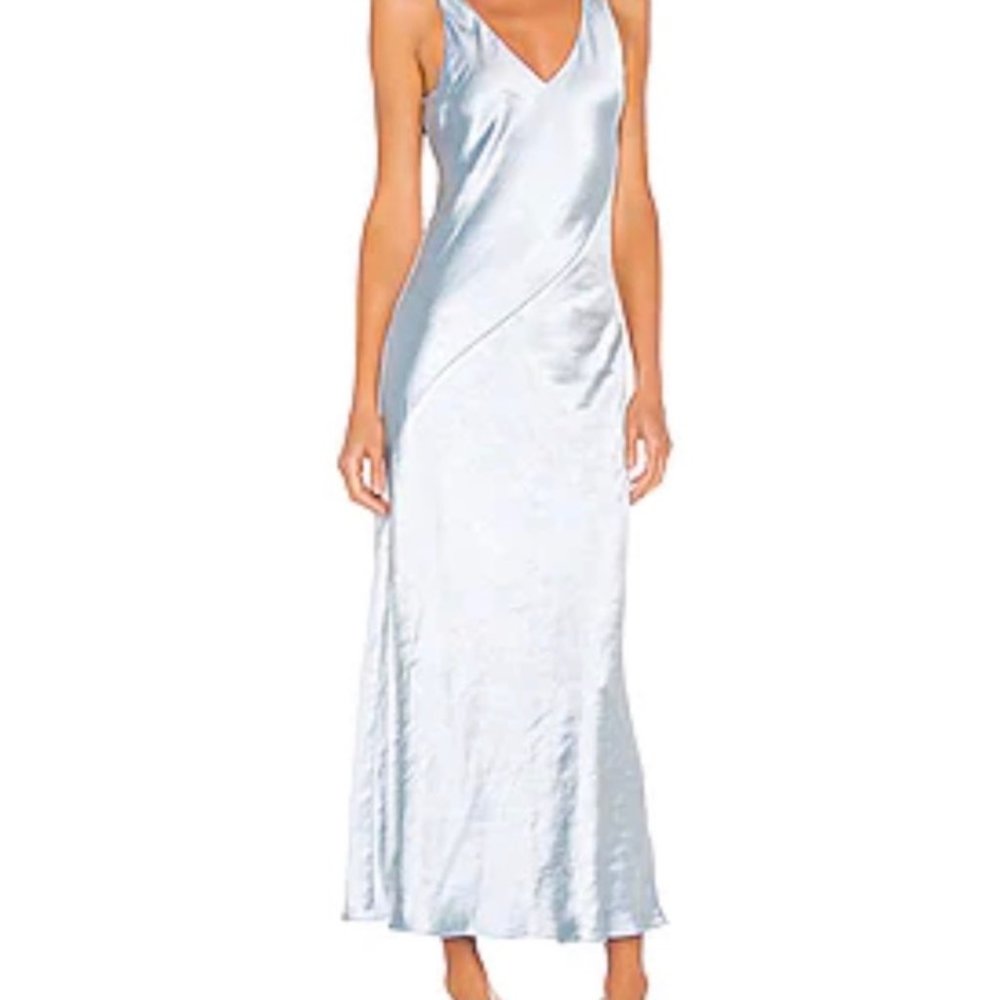 Line & Dot x REVOLVE Loulou Satin Dress in Sky Blue. Size XS.